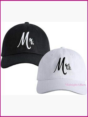 Matching Mr. & Mrs. Adjustable Baseball Caps Wedding Gift Couple Set